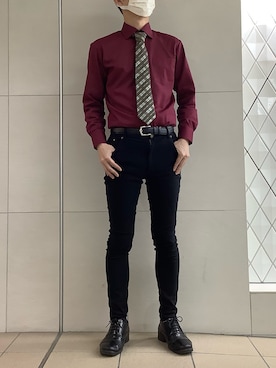 「アイテム（ビジネスシャツ）」を使った、BRICK HOUSE シャツ工房 さっぽろ地下街ポールタウン店さん（メンズ・171cm）の冬コーディネート