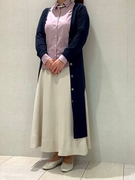 「アイテム（ビジネスシャツ）」を使った、BRICK HOUSE シャツ工房 広島アルパーク店さん（レディース・161cm）の秋コーディネート