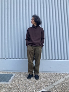 「アイテム（パーカー、ブラウン系）」を使った、Da-yaさん（メンズ・176cm）の秋コーディネート