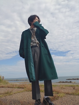 「古着コーデ」｜「アイテム（ステンカラーコート）」を使った、itinaさん（メンズ・175cm）の秋コーディネート