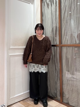 「mystic（ミスティック）のアイテム（ニット/セーター）」を使った、hiyoriさん（レディース・156cm）の秋コーディネート