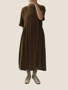 「アイテム（シャツワンピース）」を使った、amaさん（レディース・151cm）の秋コーディネート