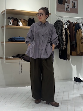 「タックパンツ」｜MIKOさん（レディース・155cm）の秋コーディネート