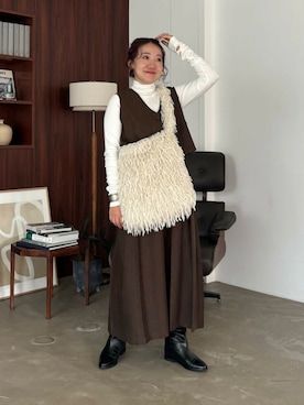 「KBF（ケイビーエフ）のベストセパレートワンピース（ワンピース）」を使った、MIKOさん（レディース・155cm）の秋コーディネート