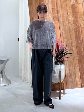 「BABYLONE（バビロン）のT/Wスラックスパンツ（スラックス）」を使った、shimoさん（レディース・161cm・30代）の夏コーディネート