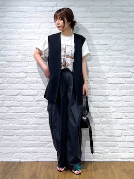 「BABYLONE（バビロン）のコットンナイロンカーゴパンツ（カーゴパンツ）」を使った、shimoさん（レディース・161cm・30代）の夏コーディネート