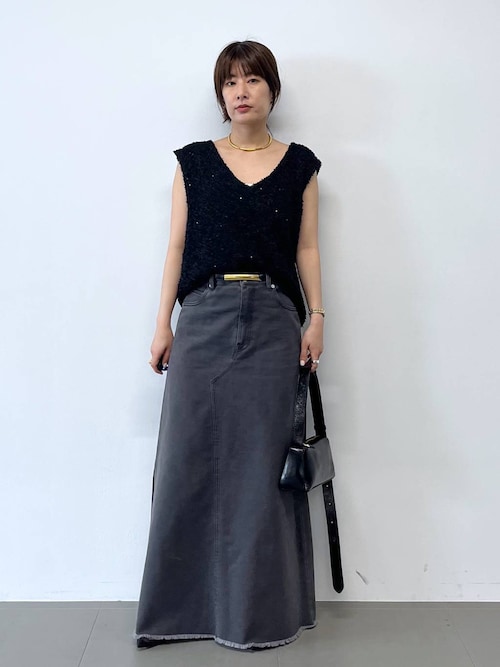 BABYLONE バビロン ベルト付き リバーショートコート ブラック BABYLONE バビロン ベルト付き リバーショートコート ブラック