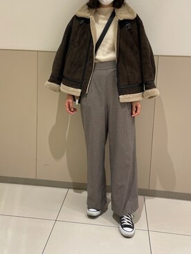 「Ray BEAMS（レイビームス）のアイテム（ブルゾン）」を使った、ぽんずさん（レディース・166cm）の冬コーディネート