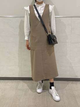 「AMERICAN HOLIC」｜「アイテム（ジャンパースカート）」を使った、ぽんずさん（レディース・166cm）の春コーディネート