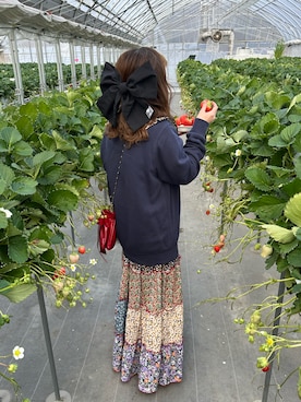 「Ray BEAMS（レイビームス）のリボン チェーン バッグ（ショルダーバッグ、レッド系）」を使った、hiさん（レディース・153cm）の春コーディネート