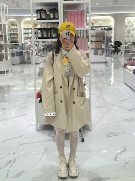 「CONVERSE（コンバース）のALL STAR (R) TREKWAVE Z HI　31310811（スニーカー、ホワイト系）」を使った、hiさん（レディース・153cm）の春コーディネート