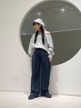 「スカーフ」｜「アイテム（スウェット）」を使った、きっしゃんさん（レディース・151cm）の冬コーディネート