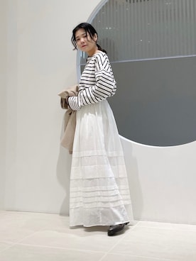 「KBF（ケイビーエフ）のアイテム（ノーカラージャケット）」を使った、きっしゃんさん（レディース・151cm）の秋コーディネート