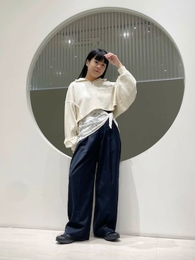 「スカーフ」｜「アイテム（スウェット）」を使った、きっしゃんさん（レディース・151cm）の冬コーディネート