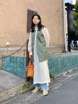 「ほめられ本命コーデ」｜「アイテム（その他アウター）」を使った、きっしゃんさん（レディース・151cm）の春コーディネート