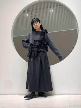 「KBF（ケイビーエフ）のフリルドッキングスウェット（スウェット）」を使った、きっしゃんさん（レディース・151cm）の冬コーディネート