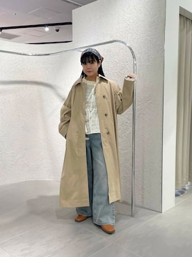 「ブラウスコーデ」｜「アイテム（ステンカラーコート）」を使った、きっしゃんさん（レディース・151cm）の冬コーディネート