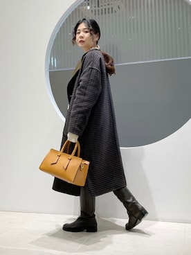 「KBF（ケイビーエフ）のアイテム（ノーカラージャケット）」を使った、きっしゃんさん（レディース・151cm）の冬コーディネート