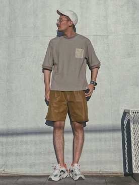 「CONVERSE TOKYO（コンバーストウキョウ）のアイテム（キャップ）」を使った、かずひちゃんねるさん（メンズ・182cm）の夏コーディネート