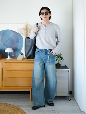 「WYM LIDNM（ウィム バイ リドム）のアイテム（サングラス）」を使った、idakaさん（メンズ・172cm）の秋コーディネート