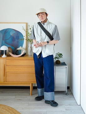 「アイテム（キャップ）」を使った、idakaさん（メンズ・172cm）の夏コーディネート