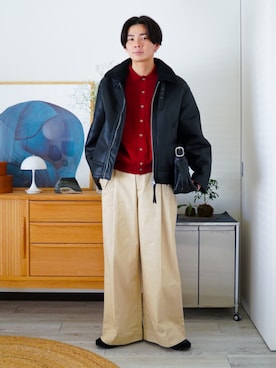 「アイテム（ピアス（片耳用））」を使った、idakaさん（メンズ・172cm）の冬コーディネート