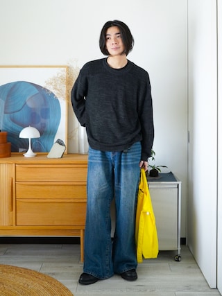 「LUENNA(ルエナ)の【LUENNA】Long Sleeve Mesh Knit Pullover / 長袖メッシュニットプルオーバー(ニット/セーター)」を使った、idakaさん(メンズ・172cm)の秋コーディネート