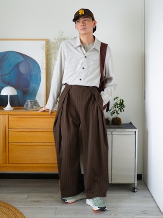 「WYM LIDNM（ウィム バイ リドム）のPIGMENT DYED HENLEY L/S TEE（Tシャツ/カットソー）」を使った、idakaさん（メンズ・172cm）の春コーディネート