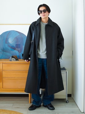 「アイテム（ステンカラーコート）」を使った、idakaさん（メンズ・172cm）の秋コーディネート