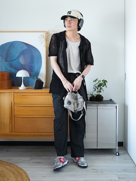 「アイテム（スラックス）」を使った、idakaさん（メンズ・172cm）の夏コーディネート