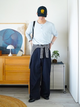 「YOLO（ヨーロ）のアイテム」を使った、idakaさん（メンズ・172cm）の秋コーディネート