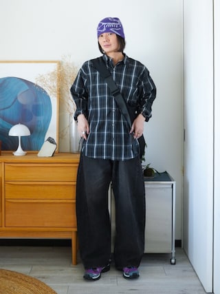 「THE CRAFT CREW PRODUCTS(ザクラフトクループロダクツ)のマルチファンクショナルファブリック ビッグシルエット アソートレギュラーカラー長袖シャツ【THE CRAFT CREW PRODUCTS】(シャツ/ブラウス)」を使った、idakaさん(メンズ・172cm)の秋コーディネート