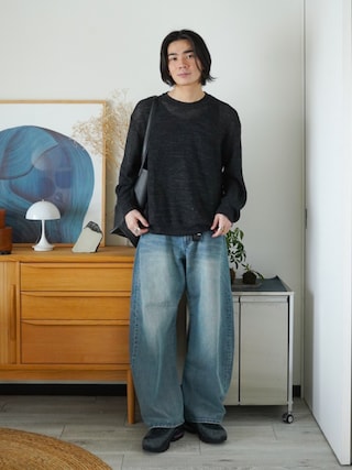 「LUENNA(ルエナ)の【LUENNA】Long Sleeve Mesh Knit Pullover / 長袖メッシュニットプルオーバー(ニット/セーター)」を使った、idakaさん(メンズ・172cm)の秋コーディネート