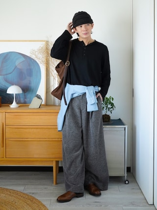 「THE CRAFT CREW PRODUCTS(ザクラフトクループロダクツ)のマルチファンクショナルファブリック ビッグシルエット アソートレギュラーカラー長袖シャツ【THE CRAFT CREW PRODUCTS】(シャツ/ブラウス)」を使った、idakaさん(メンズ・172cm)の秋コーディネート