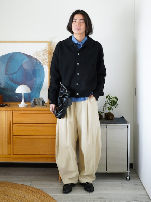 「LUENNA(ルエナ)の【LUENNA】Collared Knit Polo Cardigan / 襟付き ニットポロ カーディガン(カーディガン/ボレロ)」を使った、idakaさん(メンズ・172cm)の秋コーディネート
