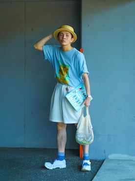「麦わら帽子」｜idakaさん（メンズ・171cm）の夏コーディネート