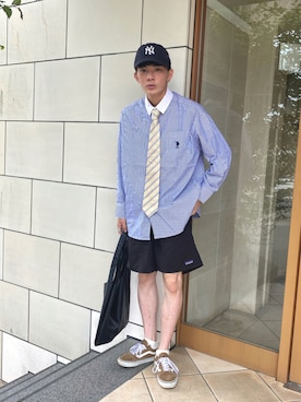 「VANS（バンズ）のVANS ヴァンズ OLD SKOOL DX オールドスクール V36CL+ CALM BREEN（スニーカー）」を使った、idakaさん（メンズ・171cm）の夏コーディネート