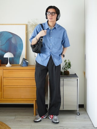 「WYM LIDNM（ウィム バイ リドム）のCOOL TOUCH MICRO SPAN H/S SHIRT（シャツ/ブラウス）」を使った、idakaさん（メンズ・172cm）の春コーディネート