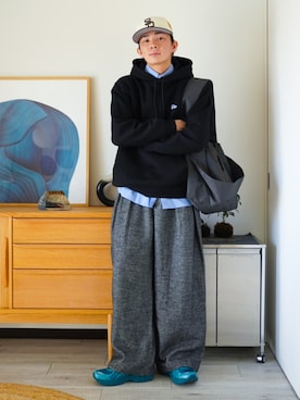 「ASICS（アシックス）のアイテム」を使った、idakaさん（メンズ・172cm）の冬コーディネート