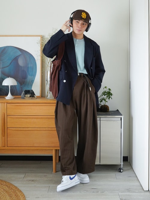 「LUENNA（ルエナ）の【LUENNA】Oversized Double Breasted Jacket / オーバーサイズ ダブルブレステッド ジャケット（セットアップ対応）（テーラードジャケット）」を使った、idakaさん（メンズ・172cm）の春コーディネート