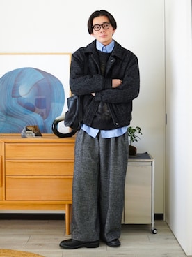 「アイテム（メガネ）」を使った、idakaさん（メンズ・172cm）の秋コーディネート