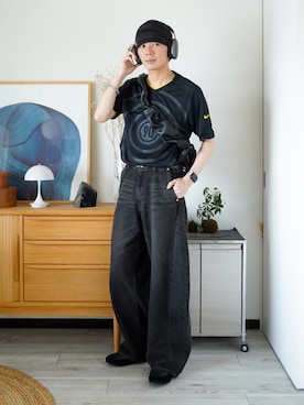 「NIKE（ナイキ）のナイキ マッド 90 コレクション “Laser 90” メンズユニフォームトップス / Nike Mad 90 Pack "Laser 90" Men's Jersey IU4688-010 Black（ジャージ、ブラック系）」を使った、idakaさん（メンズ・172cm）の春コーディネート