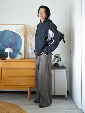 「WYM LIDNM（ウィム バイ リドム）のEMBOSSED SOFT GLOW SHOULDER BAG（ショルダーバッグ）」を使った、idakaさん（メンズ・172cm）の夏コーディネート