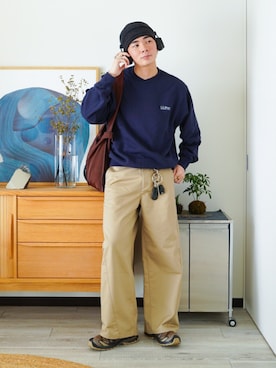 「アイテム（ニットキャップ/ビーニー）」を使った、idakaさん（メンズ・172cm）の秋コーディネート