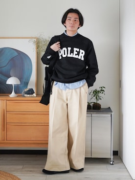 「ITTI（イッチ）のアイテム」を使った、idakaさん（メンズ・172cm）の冬コーディネート