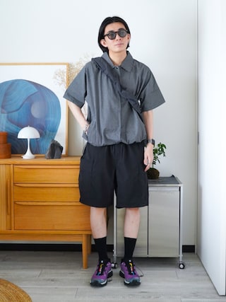 「ZOZOMARKET by idaka(ゾゾマーケットバイイダカ)の【インフルエンサー idakaセレクト】ワッシャーワイドカーゴショーツ(その他パンツ)」を使った、idakaさん(メンズ・172cm)の夏コーディネート