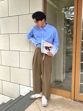 「NEAT（ニート）のアイテム（スラックス）」を使った、idakaさん（メンズ・171cm）の秋コーディネート