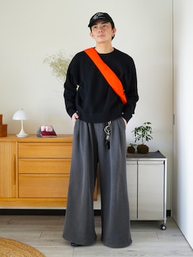 「SINSS（シンス）のアイテム（バッグ）」を使った、idakaさん（メンズ・172cm）の春コーディネート