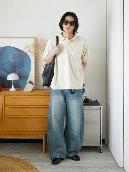 「NIKE(ナイキ)の《セットアップ対応商品》ナイキ スポーツウェア クラブ メンズ フレンチテリー ポロ / Nike Sportswear Club Men's French Terry Polo IQ6274-229 Light Khaki(ポロシャツ)」を使った、idakaさん(メンズ・172cm)の秋コーディネート