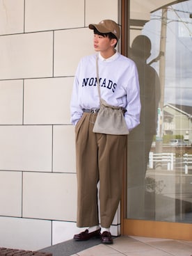 「NEAT（ニート）のアイテム（パンツ）」を使った、idakaさん（メンズ・171cm）の春コーディネート